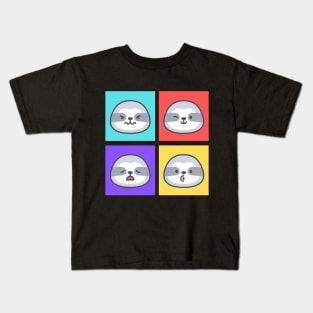 Quirky Squares, Cute Sloths Kids T-Shirt